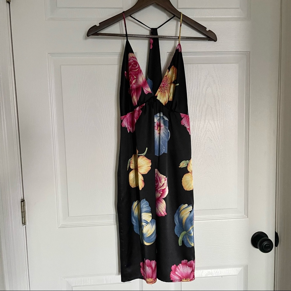 Slinky silky floral print dress